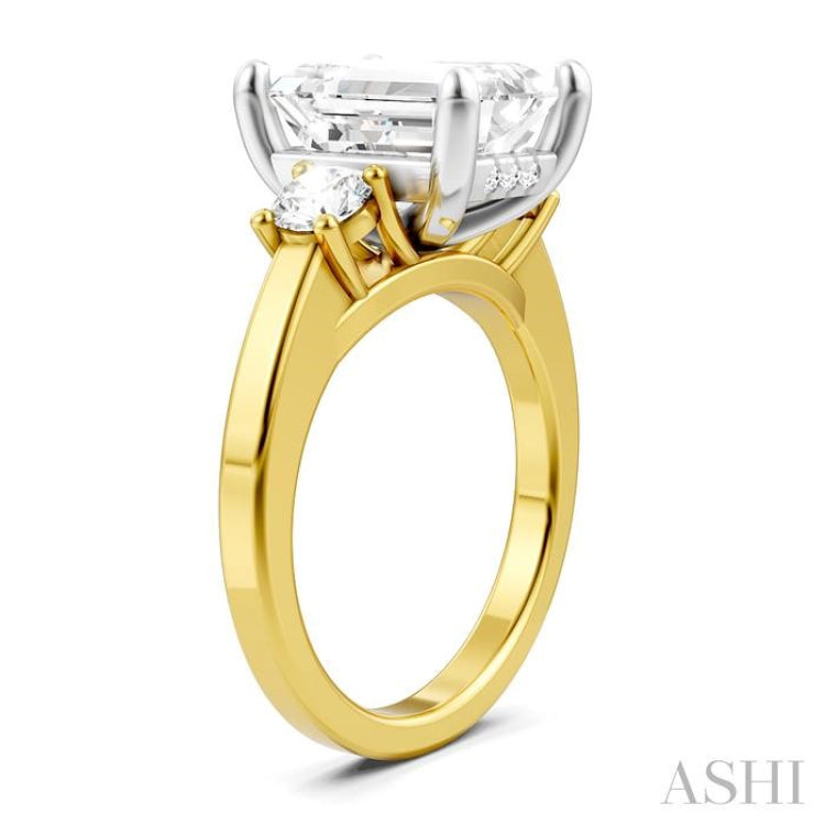 1/2 Ctw Tri-Mount Emerald Shape Center Round Cut Diamond Semi-Mount Engagement Ring in 14K Yellow and White Gold 1/2 Ctw Tri-Mount Emerald Shape Center Round Cut Diamond Semi-Mount Engagement Ring in 14K Yellow and White Gold