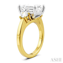 1/2 Ctw Tri-Mount Emerald Shape Center Round Cut Diamond Semi-Mount Engagement Ring in 14K Yellow and White Gold 1/2 Ctw Tri-Mount Emerald Shape Center Round Cut Diamond Semi-Mount Engagement Ring in 14K Yellow and White Gold