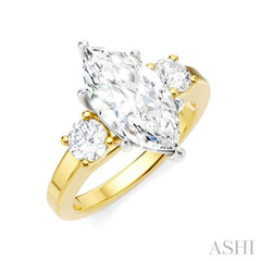 1/2 Ctw Tri-Mount Marquise Shape Center Round Cut Diamond Semi-Mount Engagement Ring in 14K Yellow and White Gold 1/2 Ctw Tri-Mount Marquise Shape Center Round Cut Diamond Semi-Mount Engagement Ring in 14K Yellow and White Gold