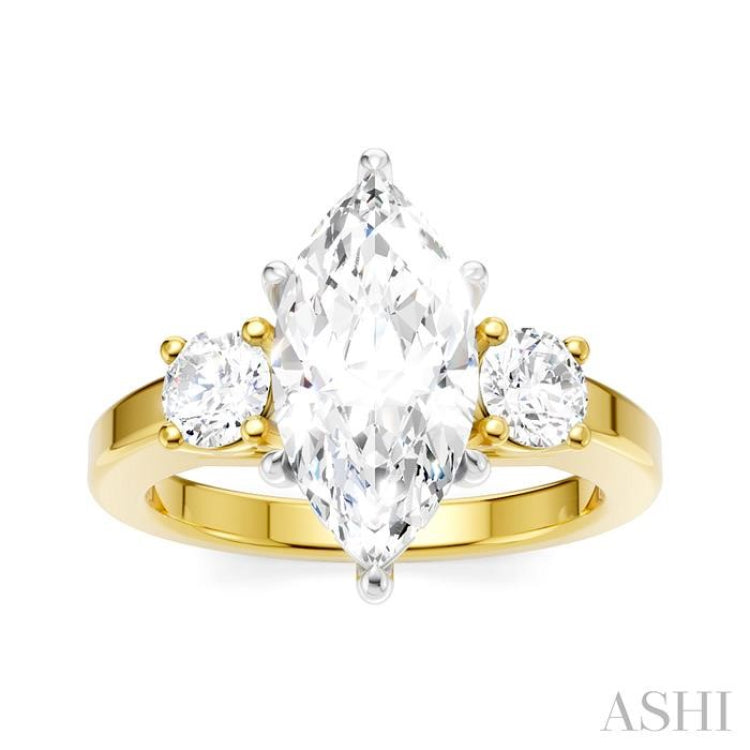 1/2 Ctw Tri-Mount Marquise Shape Center Round Cut Diamond Semi-Mount Engagement Ring in 14K Yellow and White Gold 1/2 Ctw Tri-Mount Marquise Shape Center Round Cut Diamond Semi-Mount Engagement Ring in 14K Yellow and White Gold