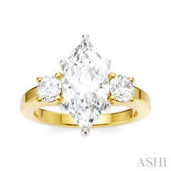 1/2 Ctw Tri-Mount Marquise Shape Center Round Cut Diamond Semi-Mount Engagement Ring in 14K Yellow and White Gold 1/2 Ctw Tri-Mount Marquise Shape Center Round Cut Diamond Semi-Mount Engagement Ring in 14K Yellow and White Gold