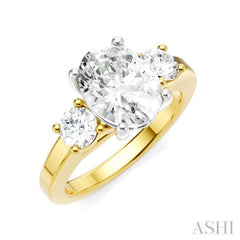 1/2 Ctw Tri-Mount Past, Present and Future Oval Shape Center Round Cut Diamond Semi-Mount Engagement Ring in 14K Yellow and White Gold 1/2 Ctw Tri-Mount Past, Present and Future Oval Shape Center Round Cut Diamond Semi-Mount Engagement Ring in 14K Yellow and White Gold