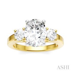 1/2 Ctw Tri-Mount Past, Present and Future Oval Shape Center Round Cut Diamond Semi-Mount Engagement Ring in 14K Yellow and White Gold 1/2 Ctw Tri-Mount Past, Present and Future Oval Shape Center Round Cut Diamond Semi-Mount Engagement Ring in 14K Yellow and White Gold