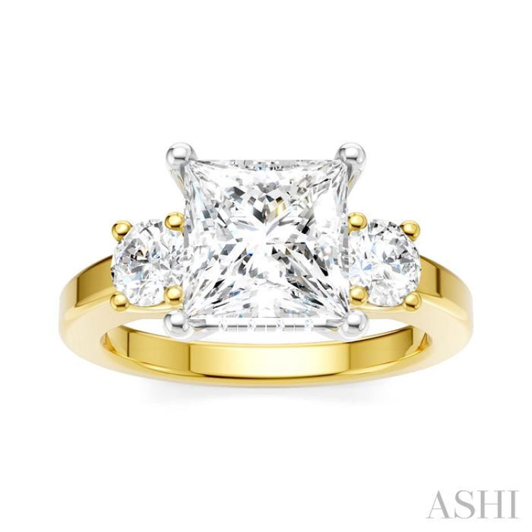 1/2 Ctw Tri-Mount Princess Shape Round Cut Diamond Semi-Mount Engagement Ring in 14K Yellow and White Gold 1/2 Ctw Tri-Mount Princess Shape Round Cut Diamond Semi-Mount Engagement Ring in 14K Yellow and White Gold
