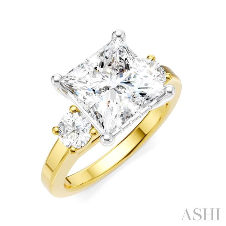 1/2 Ctw Tri-Mount Princess Shape Round Cut Diamond Semi-Mount Engagement Ring in 14K Yellow and White Gold 1/2 Ctw Tri-Mount Princess Shape Round Cut Diamond Semi-Mount Engagement Ring in 14K Yellow and White Gold