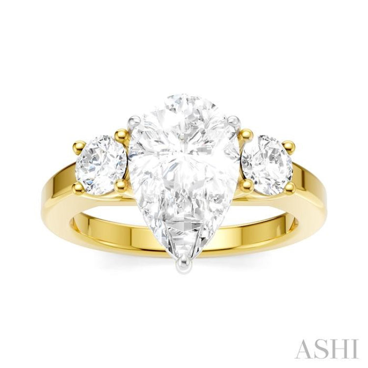 1/2 Ctw Tri-Mount Pear Shape Round Cut Diamond Semi-Mount Engagement Ring in 14K Yellow and White Gold 1/2 Ctw Tri-Mount Pear Shape Round Cut Diamond Semi-Mount Engagement Ring in 14K Yellow and White Gold