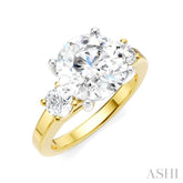 1/2 Ctw Tri-Mount Past, Present and Future Round Cut Diamond Semi-Mount Engagement Ring in 14K Yellow and White Gold