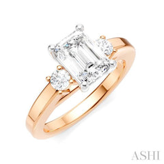1/4 Ctw Tri-Mount Emerald Shape Center Round Cut Diamond Semi-Mount Engagement Ring in 14K Rose and White Gold 1/4 Ctw Tri-Mount Emerald Shape Center Round Cut Diamond Semi-Mount Engagement Ring in 14K Rose and White Gold