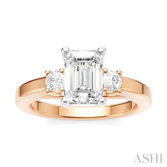 1/4 Ctw Tri-Mount Emerald Shape Center Round Cut Diamond Semi-Mount Engagement Ring in 14K Rose and White Gold 1/4 Ctw Tri-Mount Emerald Shape Center Round Cut Diamond Semi-Mount Engagement Ring in 14K Rose and White Gold