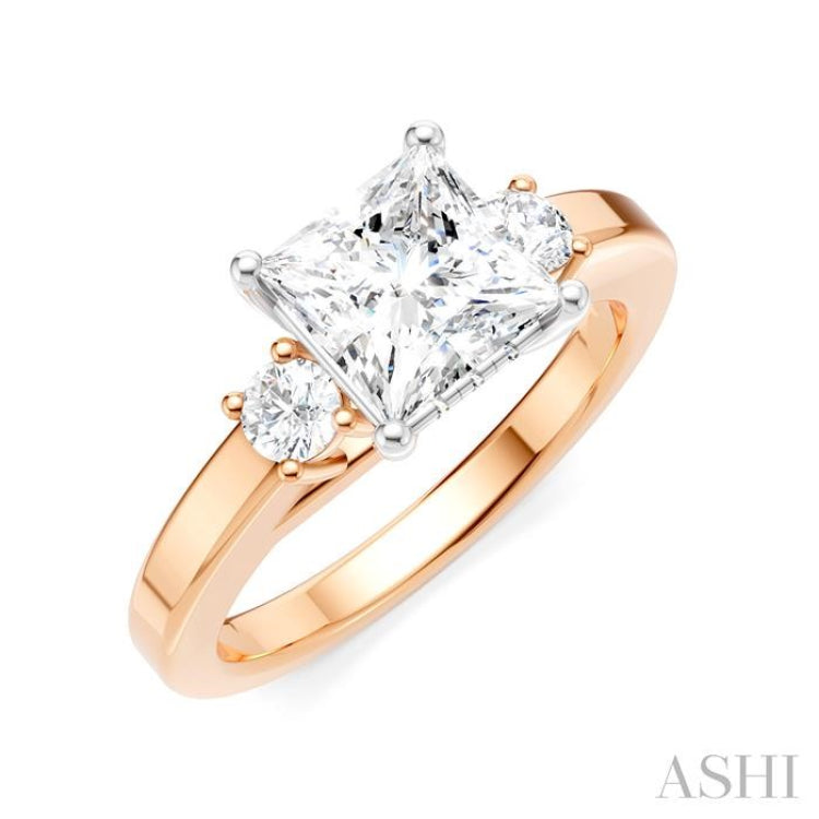 1/4 Ctw Tri-Mount Princess Shape Round Cut Diamond Semi-Mount Engagement Ring in 14K Rose and White Gold 1/4 Ctw Tri-Mount Princess Shape Round Cut Diamond Semi-Mount Engagement Ring in 14K Rose and White Gold