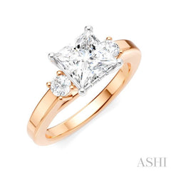 1/4 Ctw Tri-Mount Princess Shape Round Cut Diamond Semi-Mount Engagement Ring in 14K Rose and White Gold 1/4 Ctw Tri-Mount Princess Shape Round Cut Diamond Semi-Mount Engagement Ring in 14K Rose and White Gold