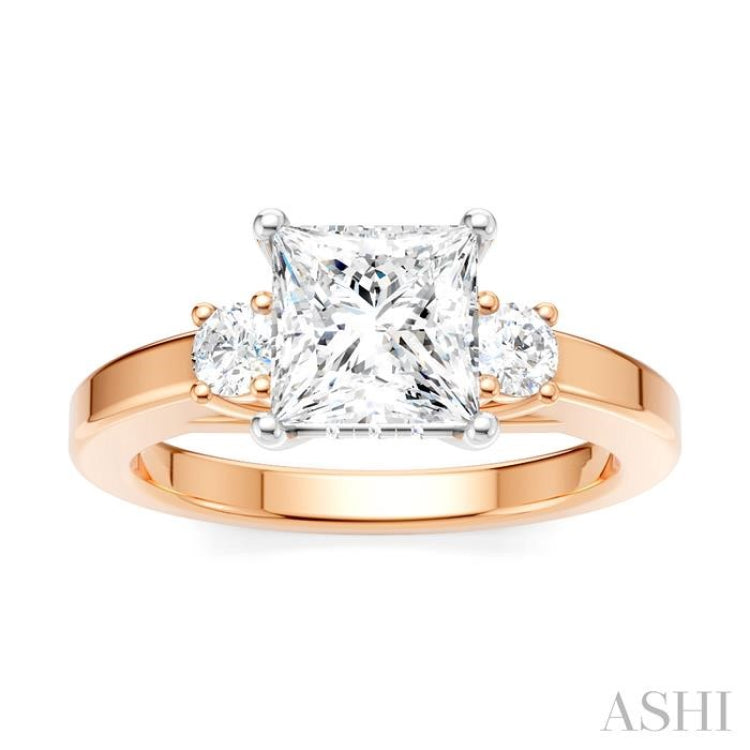 1/4 Ctw Tri-Mount Princess Shape Round Cut Diamond Semi-Mount Engagement Ring in 14K Rose and White Gold 1/4 Ctw Tri-Mount Princess Shape Round Cut Diamond Semi-Mount Engagement Ring in 14K Rose and White Gold