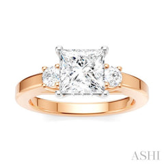 1/4 Ctw Tri-Mount Princess Shape Round Cut Diamond Semi-Mount Engagement Ring in 14K Rose and White Gold 1/4 Ctw Tri-Mount Princess Shape Round Cut Diamond Semi-Mount Engagement Ring in 14K Rose and White Gold