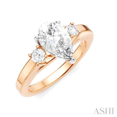 1/4 Ctw Tri-Mount Pear Shape Round Cut Diamond Semi-Mount Engagement Ring in 14K Rose and White Gold 1/4 Ctw Tri-Mount Pear Shape Round Cut Diamond Semi-Mount Engagement Ring in 14K Rose and White Gold