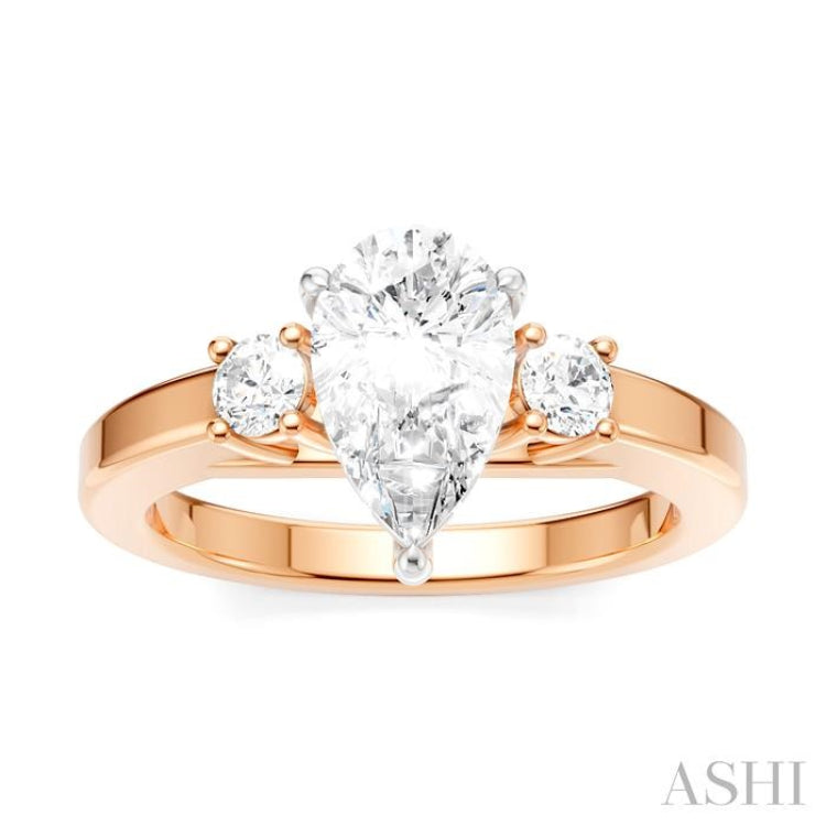 1/4 Ctw Tri-Mount Pear Shape Round Cut Diamond Semi-Mount Engagement Ring in 14K Rose and White Gold 1/4 Ctw Tri-Mount Pear Shape Round Cut Diamond Semi-Mount Engagement Ring in 14K Rose and White Gold