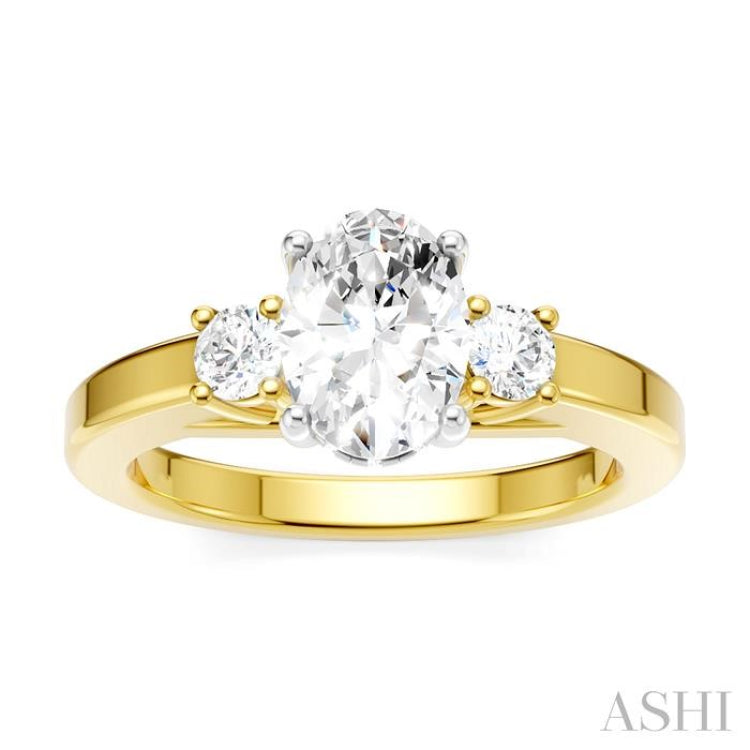 1/4 Ctw Tri-Mount Past, Present and Future Oval Shape Center Round Cut Diamond Semi-Mount Engagement Ring in 14K Yellow and White Gold 1/4 Ctw Tri-Mount Past, Present and Future Oval Shape Center Round Cut Diamond Semi-Mount Engagement Ring in 14K Yellow and White Gold