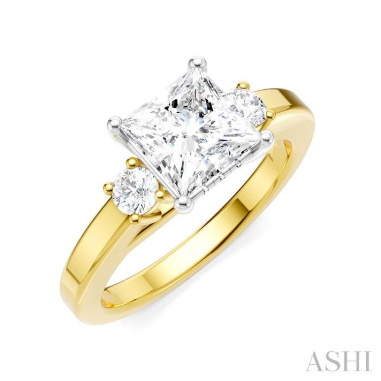 1/4 Ctw Tri-Mount Princess Shape Round Cut Diamond Semi-Mount Engagement Ring in 14K Yellow and White Gold 1/4 Ctw Tri-Mount Princess Shape Round Cut Diamond Semi-Mount Engagement Ring in 14K Yellow and White Gold