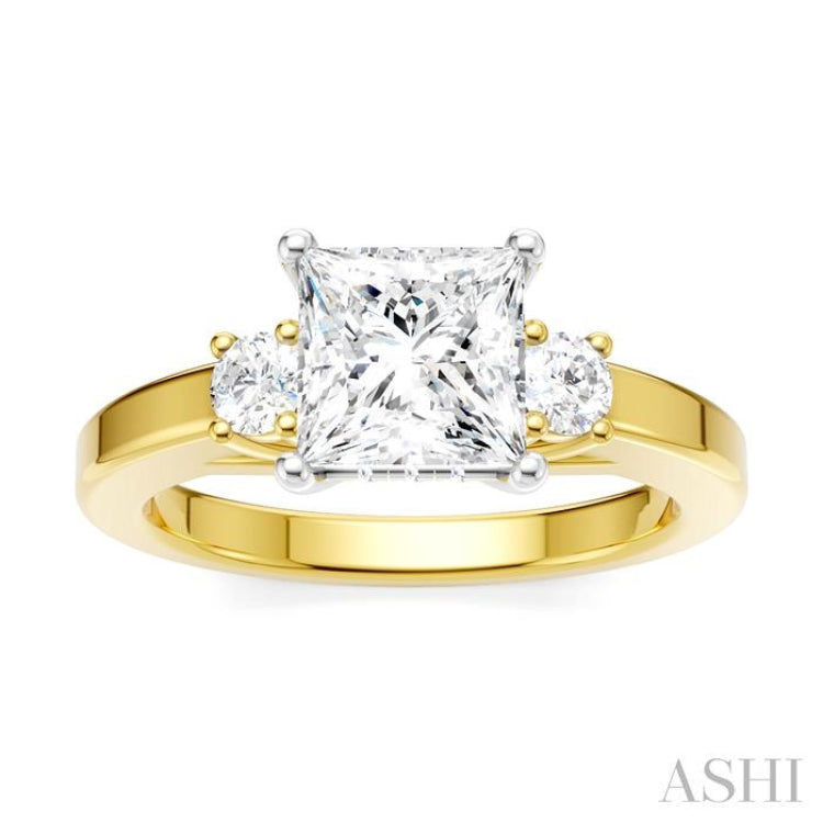 1/4 Ctw Tri-Mount Princess Shape Round Cut Diamond Semi-Mount Engagement Ring in 14K Yellow and White Gold 1/4 Ctw Tri-Mount Princess Shape Round Cut Diamond Semi-Mount Engagement Ring in 14K Yellow and White Gold