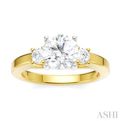 1/4 Ctw Tri-Mount Past, Present and Future Round Cut Diamond Semi-Mount Engagement Ring in 14K Yellow and White Gold 1/4 Ctw Tri-Mount Past, Present and Future Round Cut Diamond Semi-Mount Engagement Ring in 14K Yellow and White Gold