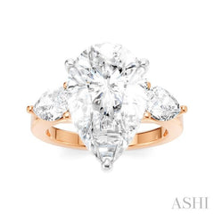 1 1/10 Ctw Tri-Mount Centerpiece Pear and Round Cut Diamond Semi-Mount Engagement Ring in 14K Rose and White Gold 1 1/10 Ctw Tri-Mount Centerpiece Pear and Round Cut Diamond Semi-Mount Engagement Ring in 14K Rose and White Gold