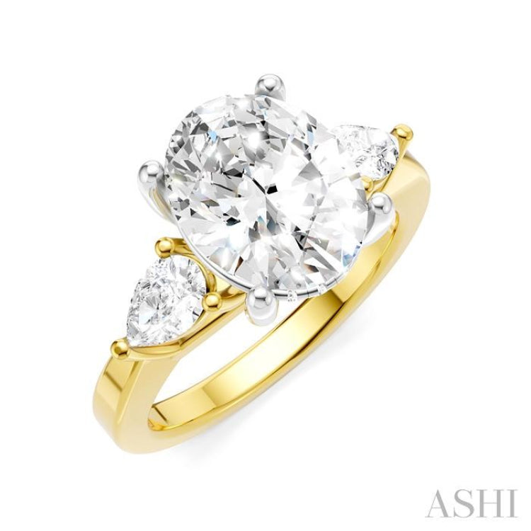 1/2 Ctw Tri-Mount Oval Shape Center Pear and Round Cut Diamond Semi-Mount Engagement Ring in 14K Yellow and White Gold 1/2 Ctw Tri-Mount Oval Shape Center Pear and Round Cut Diamond Semi-Mount Engagement Ring in 14K Yellow and White Gold