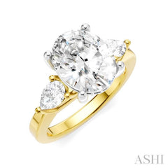1/2 Ctw Tri-Mount Oval Shape Center Pear and Round Cut Diamond Semi-Mount Engagement Ring in 14K Yellow and White Gold 1/2 Ctw Tri-Mount Oval Shape Center Pear and Round Cut Diamond Semi-Mount Engagement Ring in 14K Yellow and White Gold