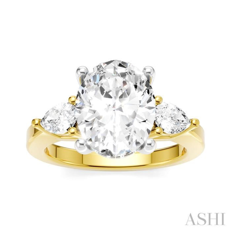 1/2 Ctw Tri-Mount Oval Shape Center Pear and Round Cut Diamond Semi-Mount Engagement Ring in 14K Yellow and White Gold 1/2 Ctw Tri-Mount Oval Shape Center Pear and Round Cut Diamond Semi-Mount Engagement Ring in 14K Yellow and White Gold