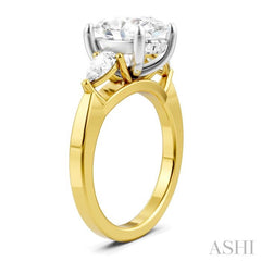 1/2 Ctw Tri-Mount Oval Shape Center Pear and Round Cut Diamond Semi-Mount Engagement Ring in 14K Yellow and White Gold 1/2 Ctw Tri-Mount Oval Shape Center Pear and Round Cut Diamond Semi-Mount Engagement Ring in 14K Yellow and White Gold