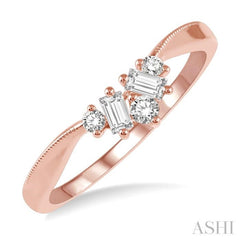 1/5 Ctw Chevron Baguette and Round Cut Diamond Band in 14K Rose Gold 1/5 Ctw Chevron Baguette and Round Cut Diamond Band in 14K Rose Gold
