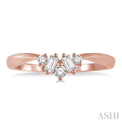 1/5 Ctw Chevron Baguette and Round Cut Diamond Band in 14K Rose Gold 1/5 Ctw Chevron Baguette and Round Cut Diamond Band in 14K Rose Gold
