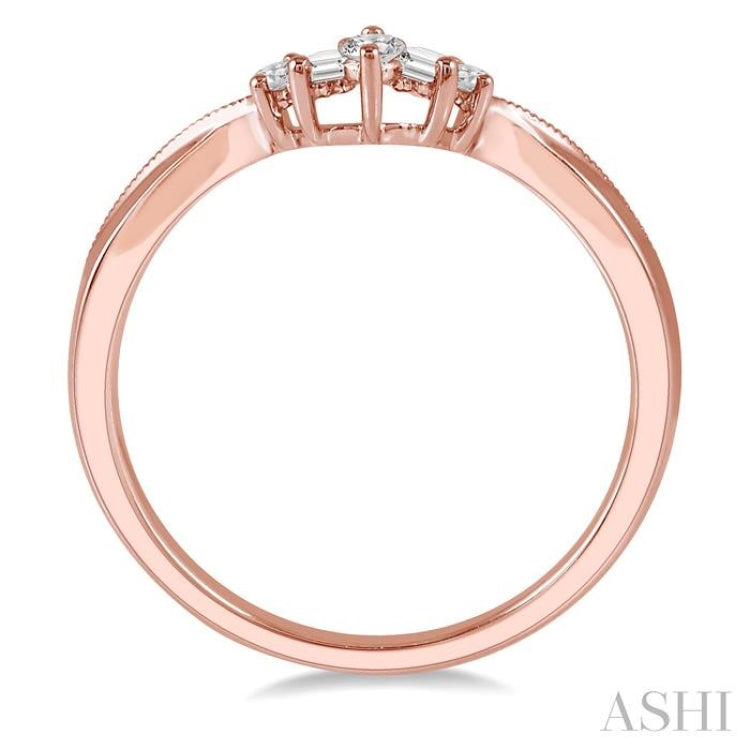 1/5 Ctw Chevron Baguette and Round Cut Diamond Band in 14K Rose Gold 1/5 Ctw Chevron Baguette and Round Cut Diamond Band in 14K Rose Gold