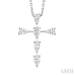 1/2 Ctw Cross 6-Stone Pear Cut Diamond Fashion Pendant With Chain in 14K White Gold 1/2 Ctw Cross 6-Stone Pear Cut Diamond Fashion Pendant With Chain in 14K White Gold