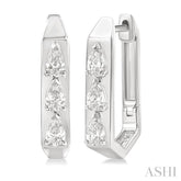 1/2 Ctw Pear Cut Diamond Hexagonal Fashion Hoop Earrings in 14K White Gold