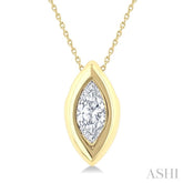 1/3 Ctw Bezel Set Marquise Cut Diamond Bubble Fashion Pendant With Chain in 14K Yellow Gold