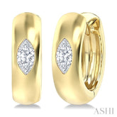 1/4 Ctw Bezel Set Marquise Cut Diamond Fashion Huggie Earrings in 14K Yellow Gold
