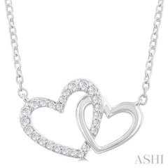 1/8 Ctw Interlocked Heart Round Cut Diamond Fashion Pendant With Chain in 10K White Gold 1/8 Ctw Interlocked Heart Round Cut Diamond Fashion Pendant With Chain in 10K White Gold