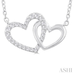 1/8 Ctw Interlocked Heart Round Cut Diamond Fashion Pendant With Chain in 10K White Gold 1/8 Ctw Interlocked Heart Round Cut Diamond Fashion Pendant With Chain in 10K White Gold