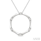 1/4 Ctw Petite Bamboo Shoot Inspired Round Cut Diamond Fashion Pendant With Chain in 14K White Gold