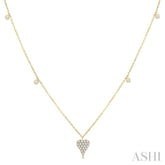 1/5 Ctw Heart Motif Round Cut Diamond Station Necklace in 10K Yellow Gold