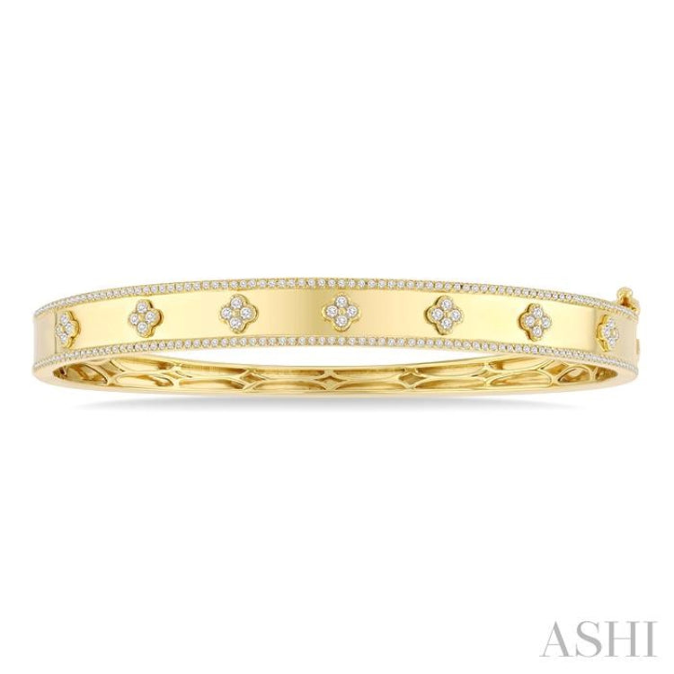 .75CTRDDM CLOVER BANGLE YG 14K-G* .75CTRDDM CLOVER BANGLE YG 14K-G*