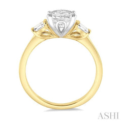 1/2 Ctw Baguette and Oval Cut Diamond Ladies Engagement Ring with 1/3 Ct Oval Cut Center Stone in 14K Yellow and White Gold 1/2 Ctw Baguette and Oval Cut Diamond Ladies Engagement Ring with 1/3 Ct Oval Cut Center Stone in 14K Yellow and White Gold