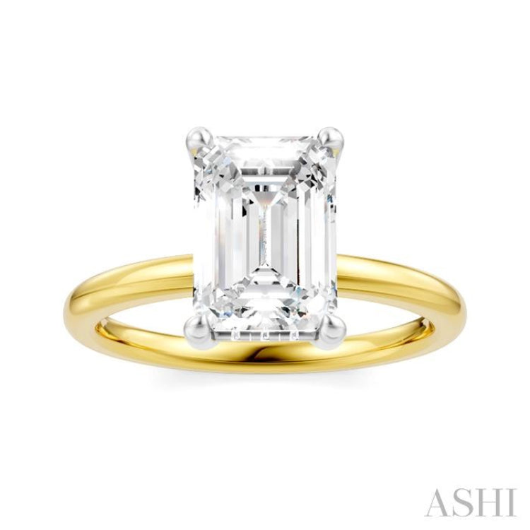 1/10 Ctw Emerald Shape Round Cut Diamond Semi-Mount Engagement Ring in 14K Yellow and White Gold 1/10 Ctw Emerald Shape Round Cut Diamond Semi-Mount Engagement Ring in 14K Yellow and White Gold