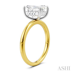 1/10 Ctw Emerald Shape Round Cut Diamond Semi-Mount Engagement Ring in 14K Yellow and White Gold 1/10 Ctw Emerald Shape Round Cut Diamond Semi-Mount Engagement Ring in 14K Yellow and White Gold