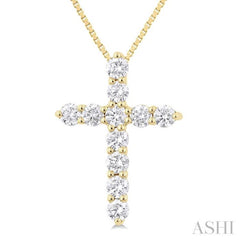 1/3 Ctw Round Cut Diamond Cross Pendant in 14K Yellow Gold with Chain 1/3 Ctw Round Cut Diamond Cross Pendant in 14K Yellow Gold with Chain
