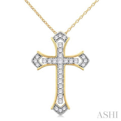 1/4 Ctw Cross Round Cut Diamond Fashion Pendant With Chain in 14K Yellow and White Gold 1/4 Ctw Cross Round Cut Diamond Fashion Pendant With Chain in 14K Yellow and White Gold
