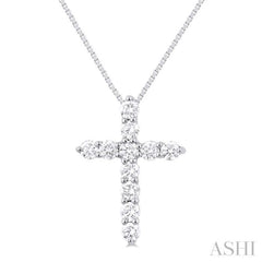 1/3 Ctw Round Cut Diamond Cross Pendant in 14K White Gold with Chain 1/3 Ctw Round Cut Diamond Cross Pendant in 14K White Gold with Chain