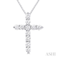 1/3 Ctw Round Cut Diamond Cross Pendant in 14K White Gold with Chain 1/3 Ctw Round Cut Diamond Cross Pendant in 14K White Gold with Chain