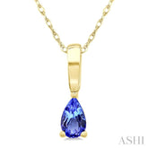 5X3 MM Pear Shape Tanzanite Precious Solitaire Pendant With Chain in 14K Yellow Gold