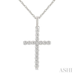 1/10 Ctw Cross Round Cut Diamond Fashion Pendant With Chain in 14K White Gold 1/10 Ctw Cross Round Cut Diamond Fashion Pendant With Chain in 14K White Gold
