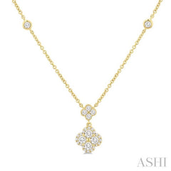 1/2 Ctw Clover Round Cut Diamond Station Necklace in 14K Yellow Gold 1/2 Ctw Clover Round Cut Diamond Station Necklace in 14K Yellow Gold
